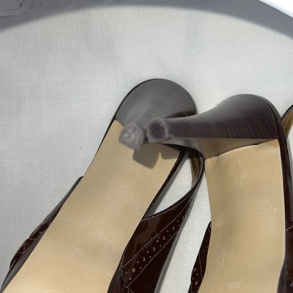 MARC FISHER PATENT LEATHER CHOCOLATE BROWN SLING ACK SHOE SIZE 8M - Picture 10 of 14